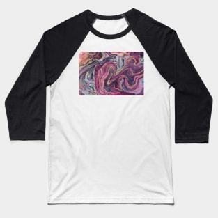 Pink Grey and Gold Abstract fluid Art Baseball T-Shirt